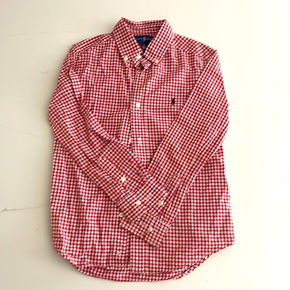 Boys Red and White Gingham Check Button down by Ralph Lauren - Picture 1 of 2